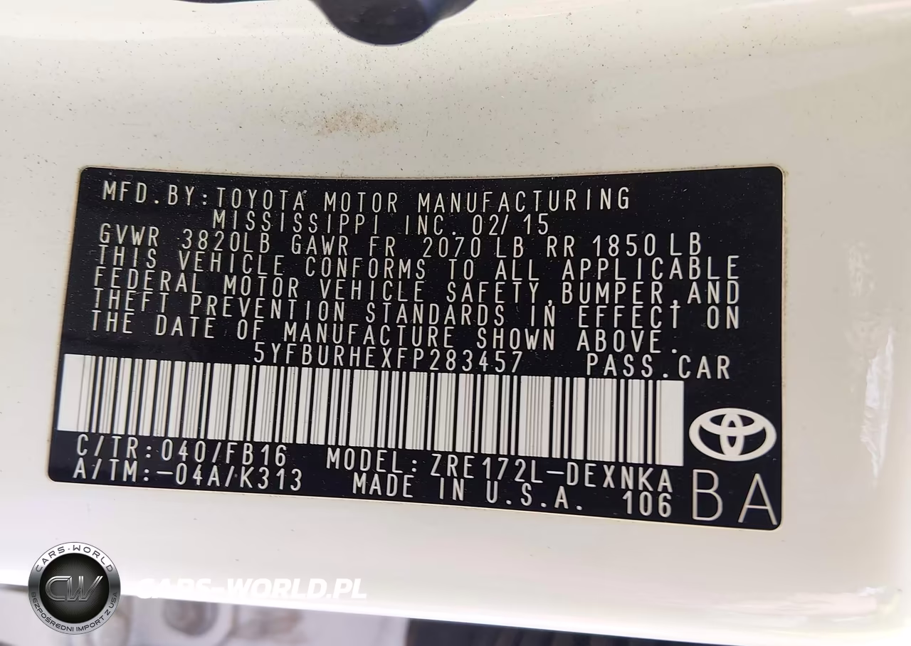 2015 Toyota Corolla Le Plus VIN:5YFBURHEXFP283457 - 9