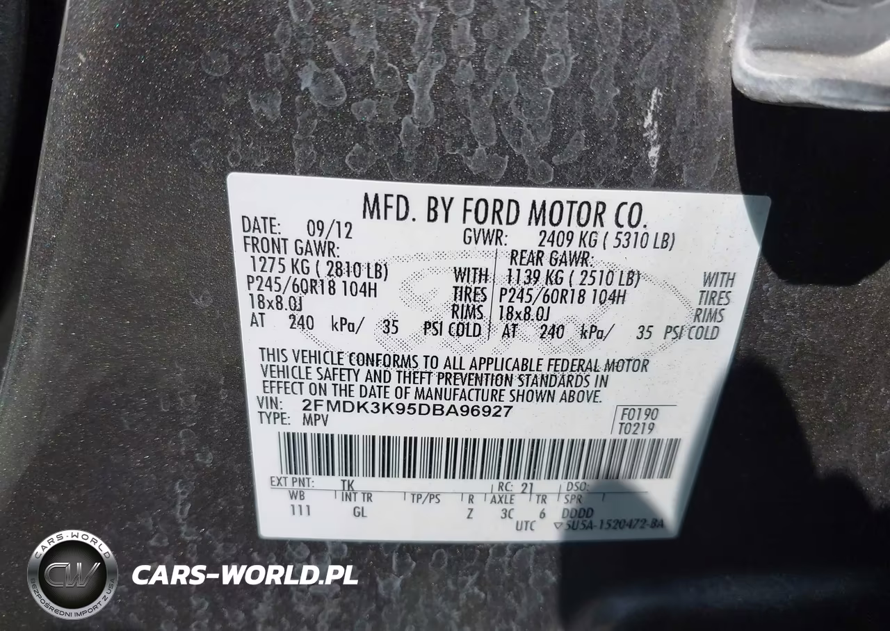2013 Ford Edge Limited VIN:2FMDK3K95DBA96927 - 9