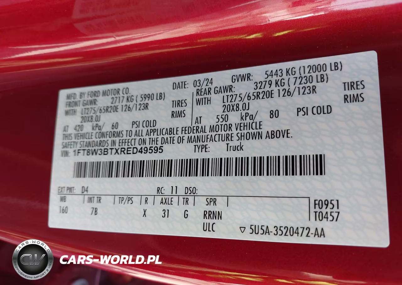 2024 Ford F-350 Platinum VIN:1FT8W3BTXRED49595 - 8