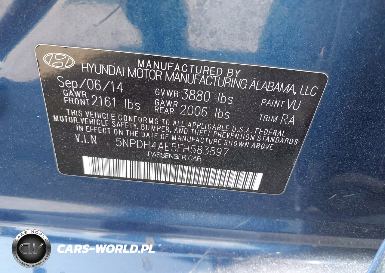 2015 Hyundai Elantra Se VIN:5NPDH4AE5FH583897 - 9