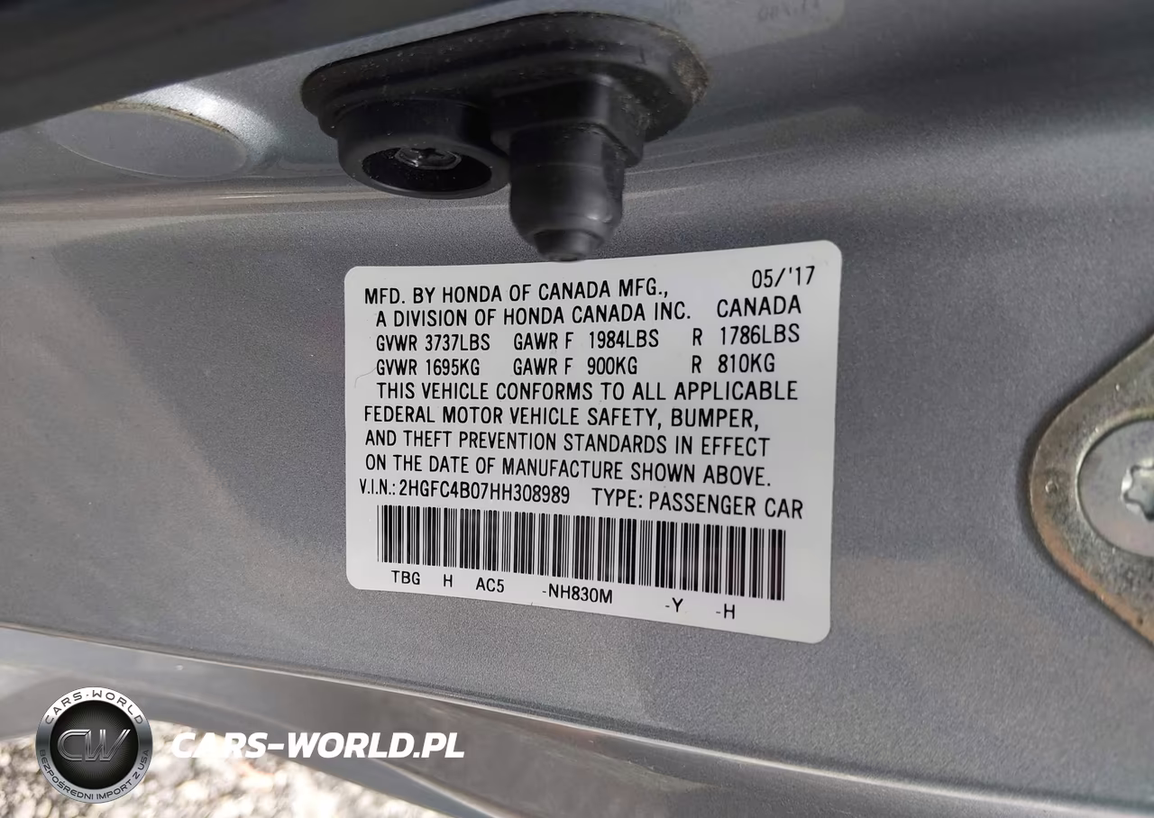 2017 Honda Civic Lx-P VIN:2HGFC4B07HH308989 - 9