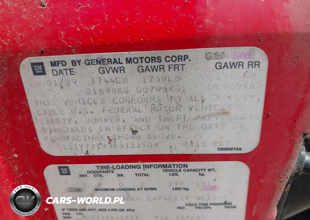 1989 Chevrolet Corvette VIN:1G1YY2187K5111509 - 9