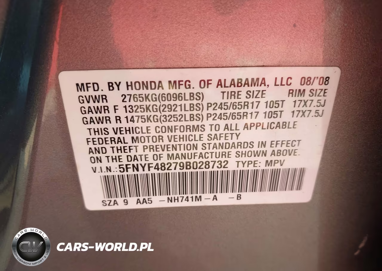 2009 Honda Pilot Lx VIN:5FNYF48279B028732 - 9