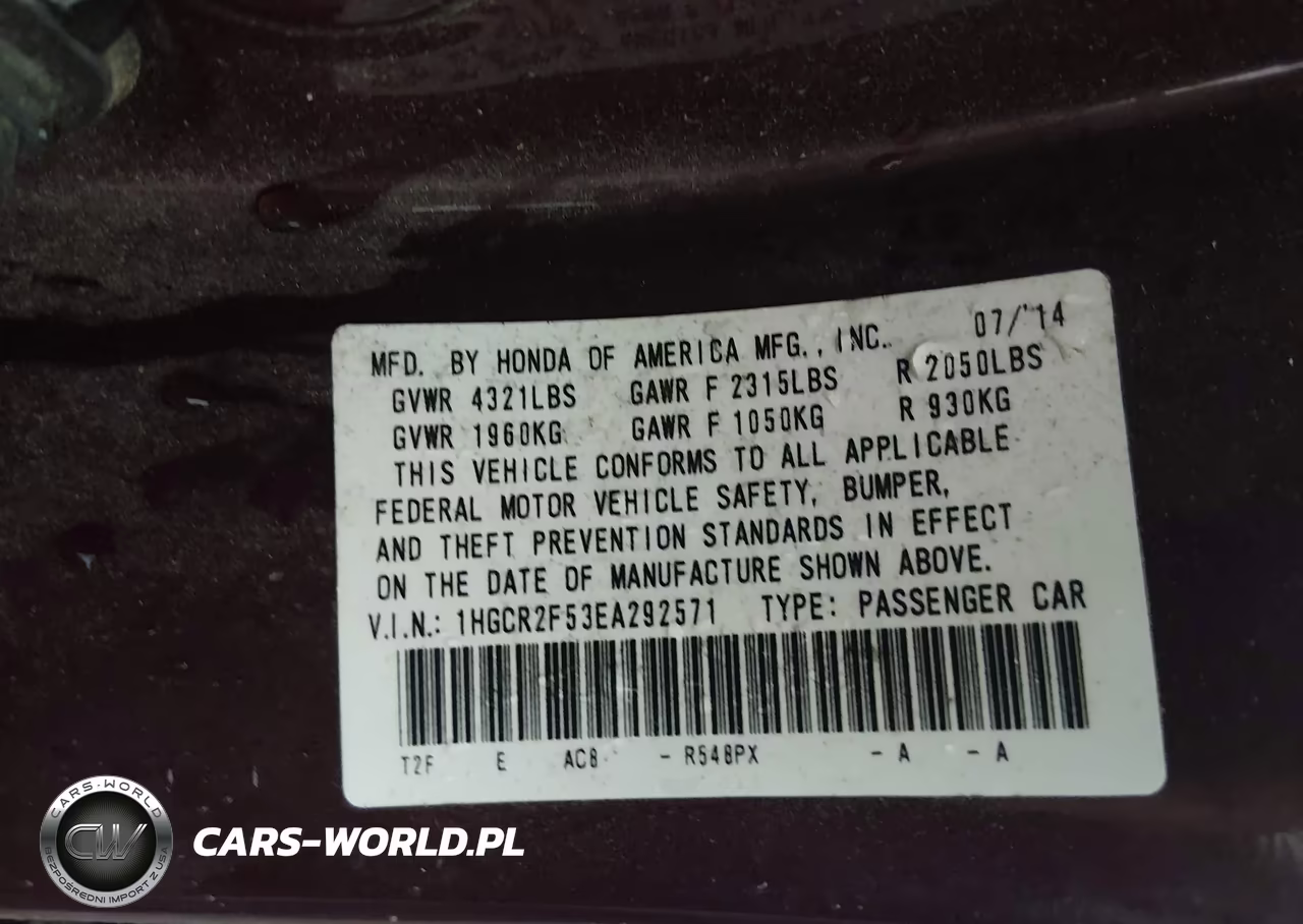 2014 Honda Accord Sport VIN:1HGCR2F53EA292571 - 9