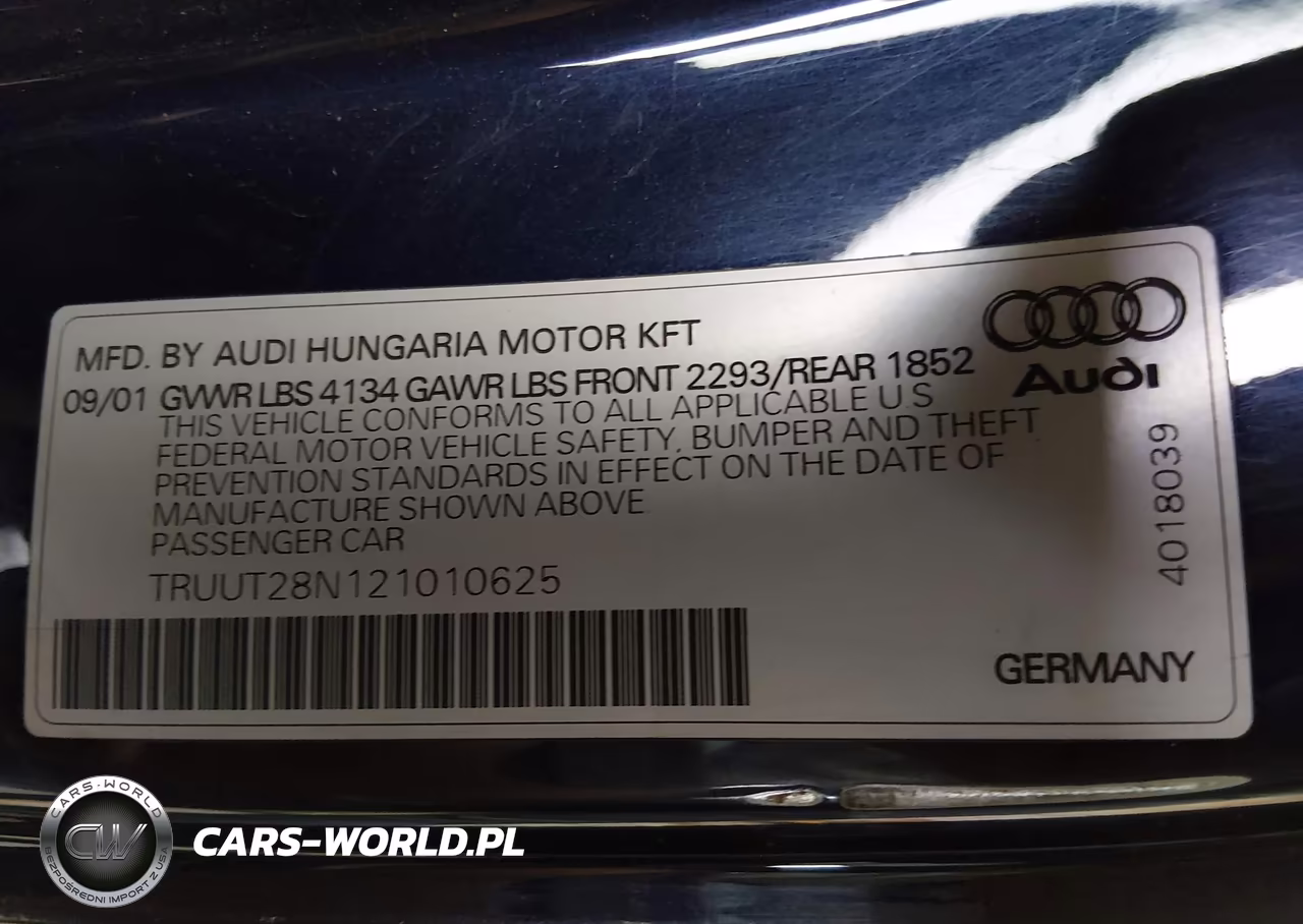 2002 Audi Tt 1.8L VIN:TRUUT28N121010625 - 9