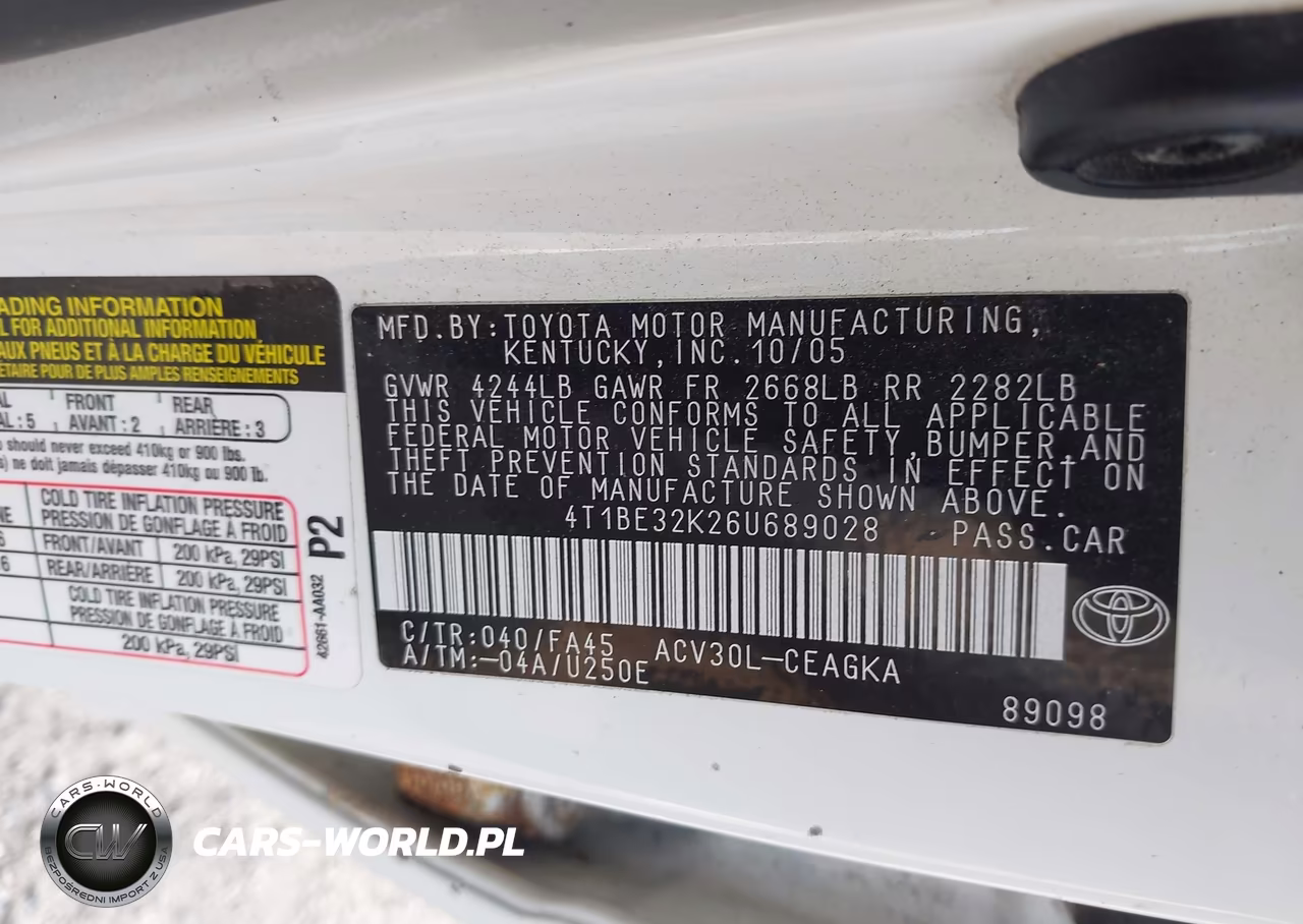 2006 Toyota Camry Xle VIN:4T1BE32K26U689028 - 9