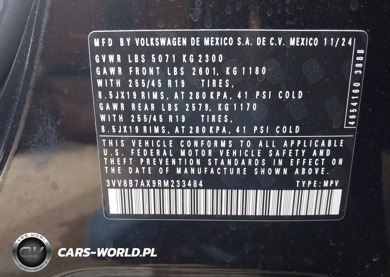 2024 Volkswagen Tiguan 2.0T Se R-Line Black VIN:3VV8B7AX9RM233484 - 9