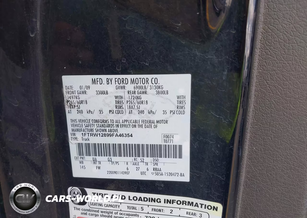 2009 Ford F-150 Xl-Xlt VIN:1FTRW12899FA46354 - 9