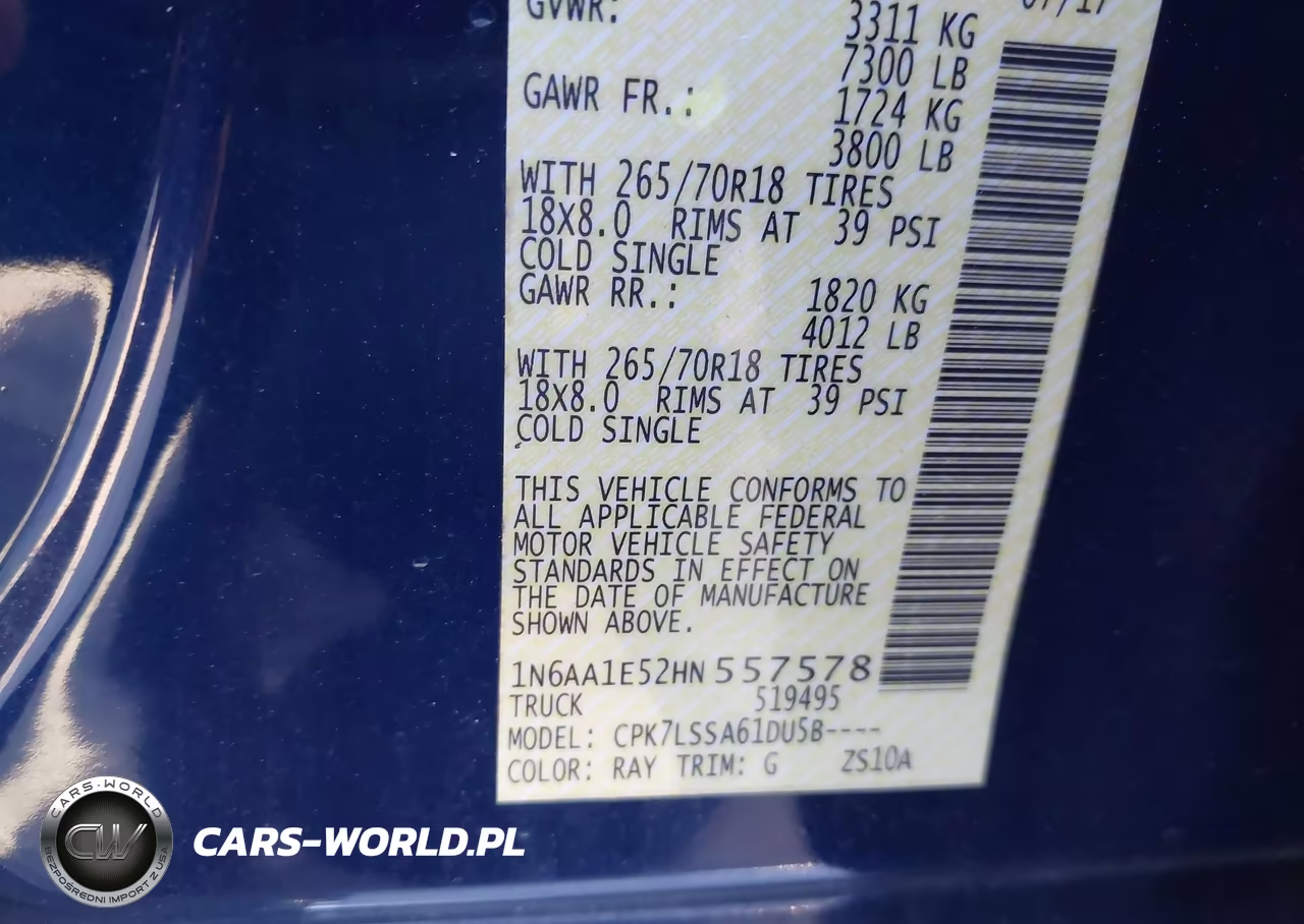2017 Nissan Titan Sv VIN:1N6AA1E52HN557578 - 9