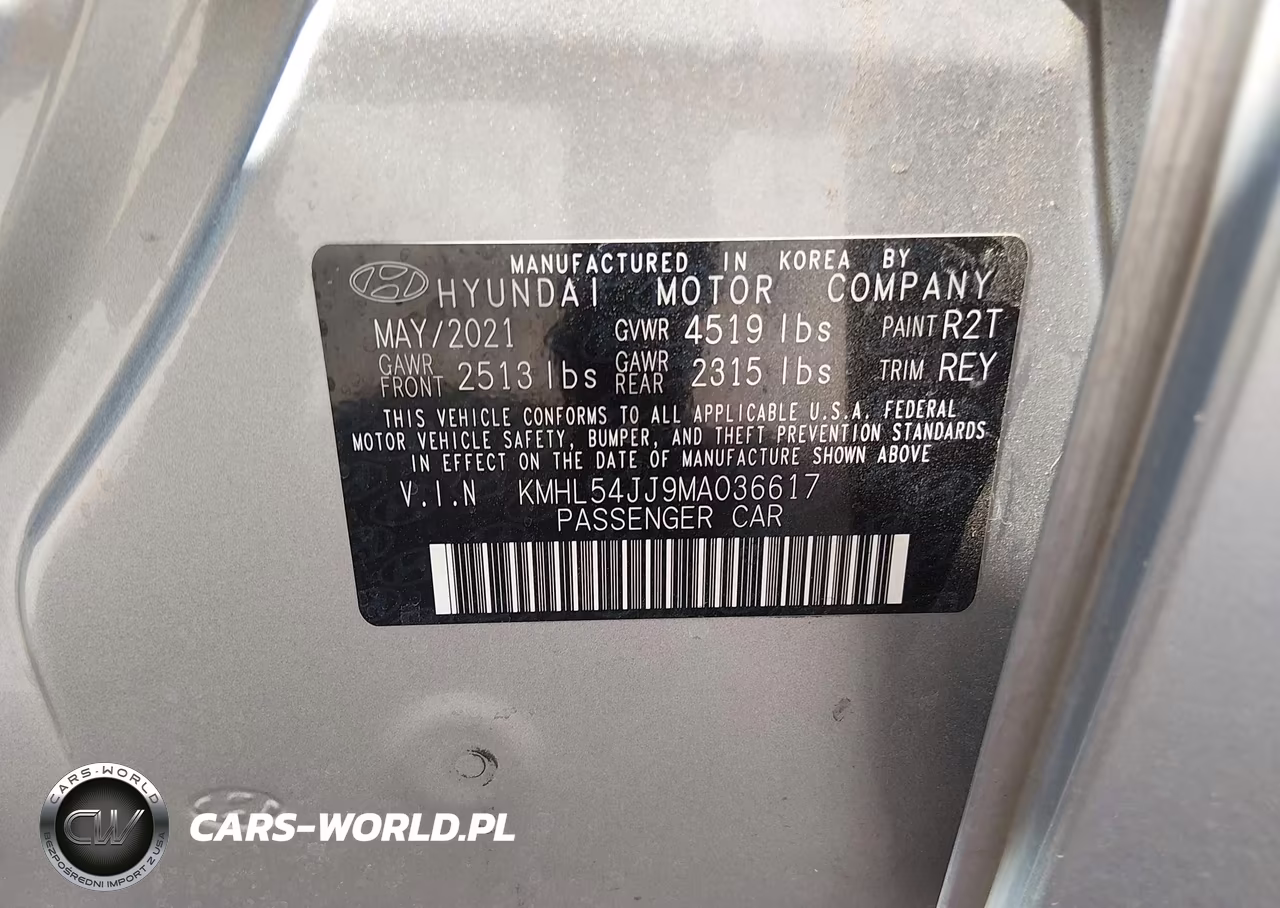 2021 Hyundai Sonata Limited VIN:KMHL54JJ9MA036617 - 9
