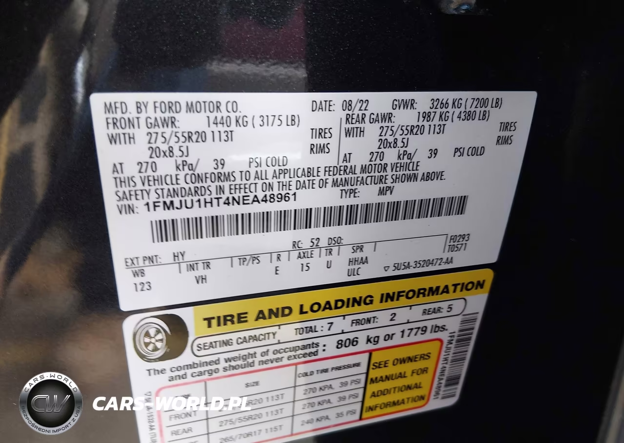 2022 Ford Expedition Xlt VIN:1FMJU1HT4NEA48961 - 9