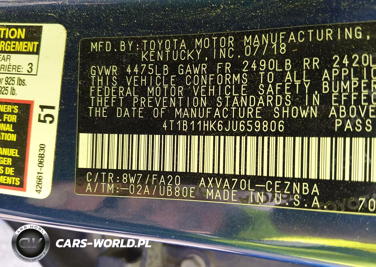 2018 Toyota Camry Le VIN:4T1B11HK6JU659806 - 9