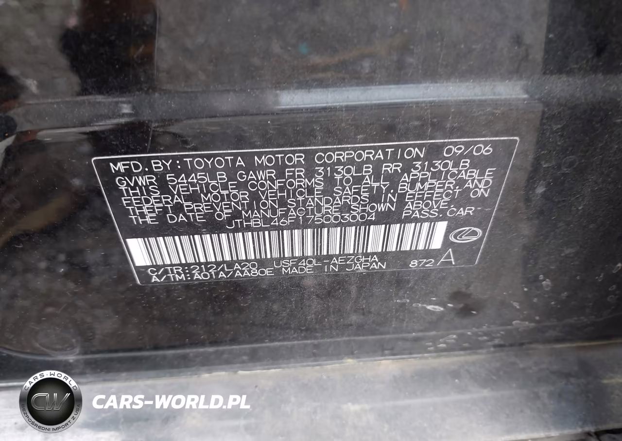 2007 Lexus Ls 460 VIN:JTHBL46F175003004 - 9
