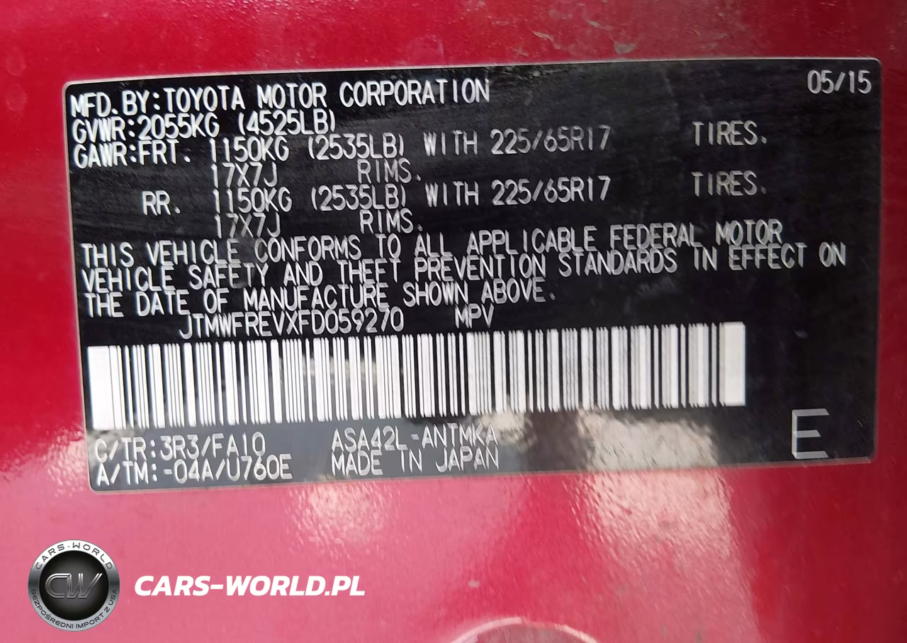 2015 Toyota Rav4 Xle VIN:JTMWFREVXFD059270 - 9