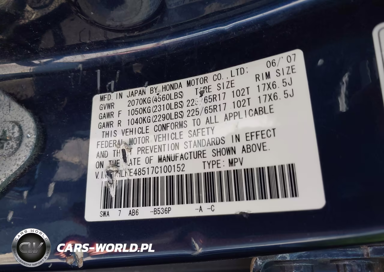 2007 Honda Cr-V Ex VIN:JHLRE48517C100152 - 9