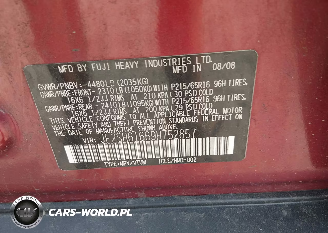 2009 Subaru Forester 2.5X VIN:JF2SH61669H752857 - 9