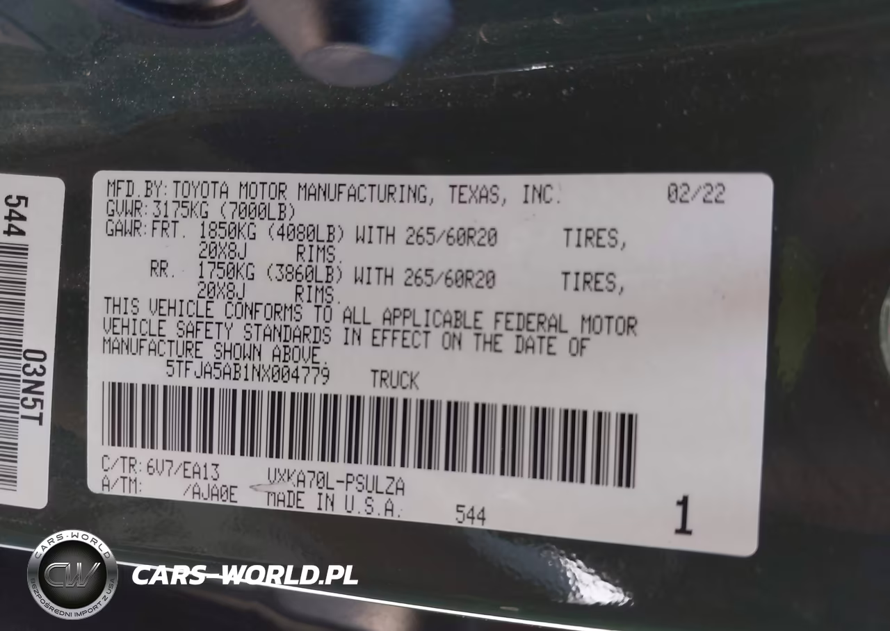 2022 Toyota Tundra Limited VIN:5TFJA5AB1NX004779 - 9