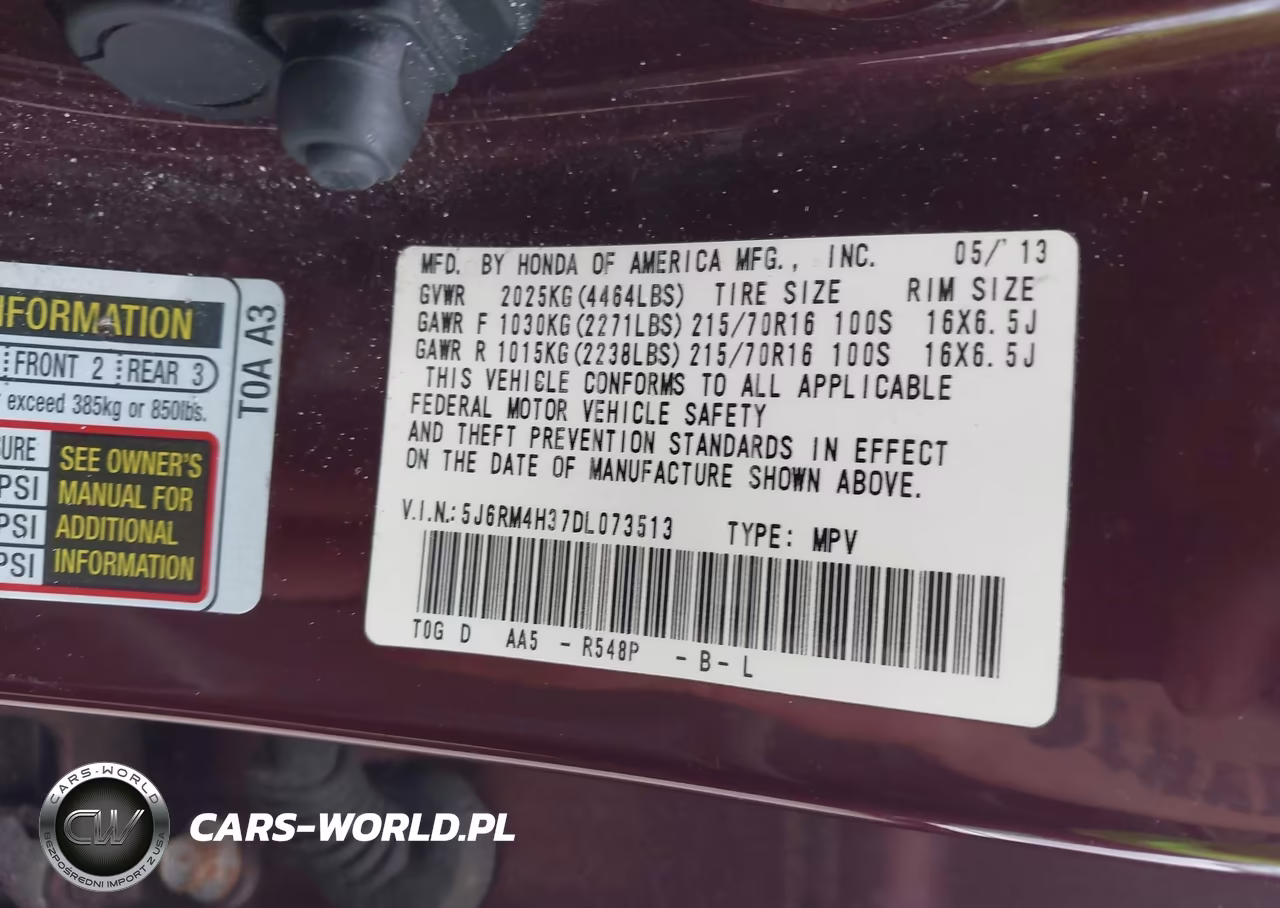 2013 Honda Cr-V Lx VIN:5J6RM4H37DL073513 - 9