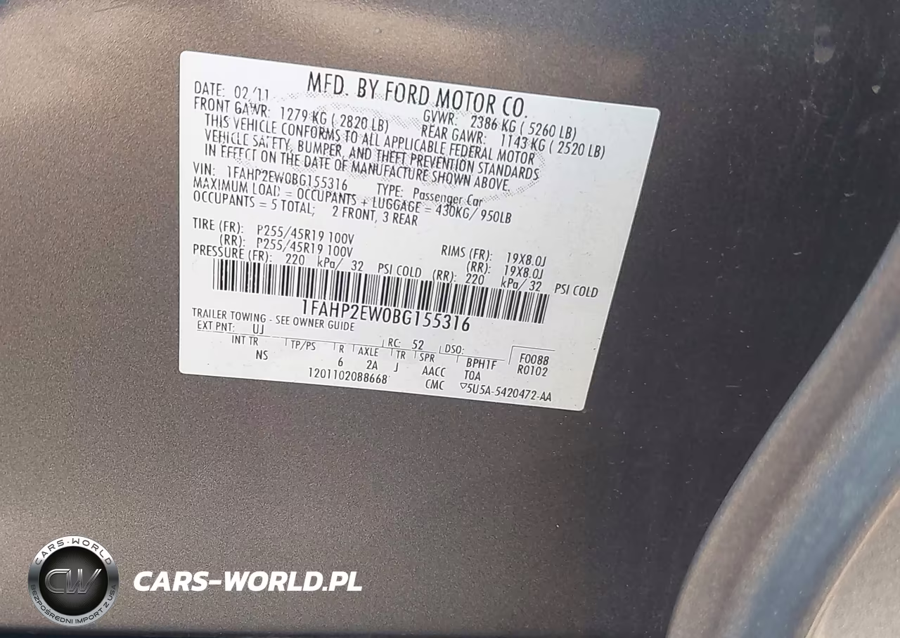 2011 Ford Taurus Sel VIN:1FAHP2EW0BG155316 - 9