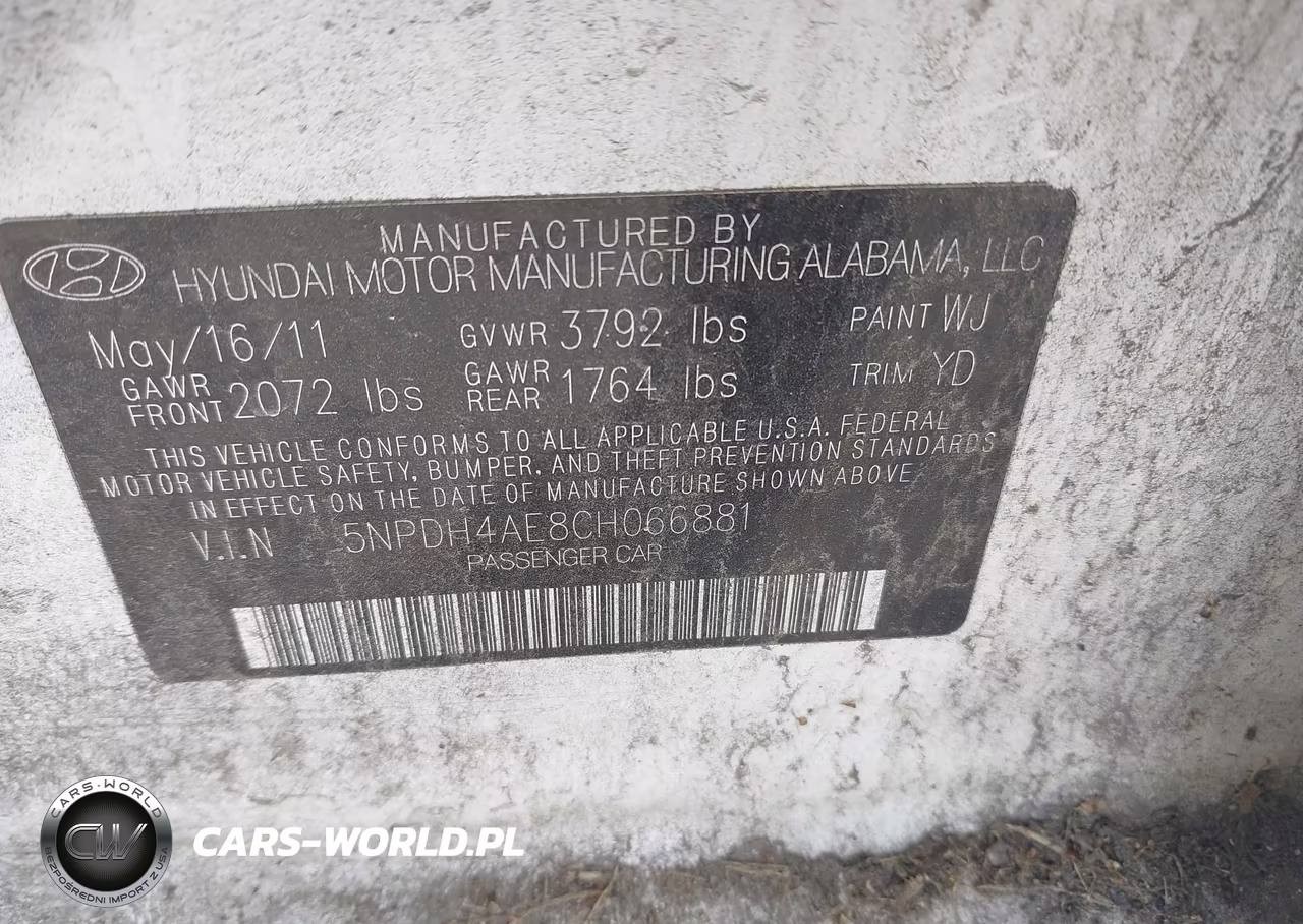 2012 Hyundai Elantra Gls VIN:5NPDH4AE8CH066881 - 9