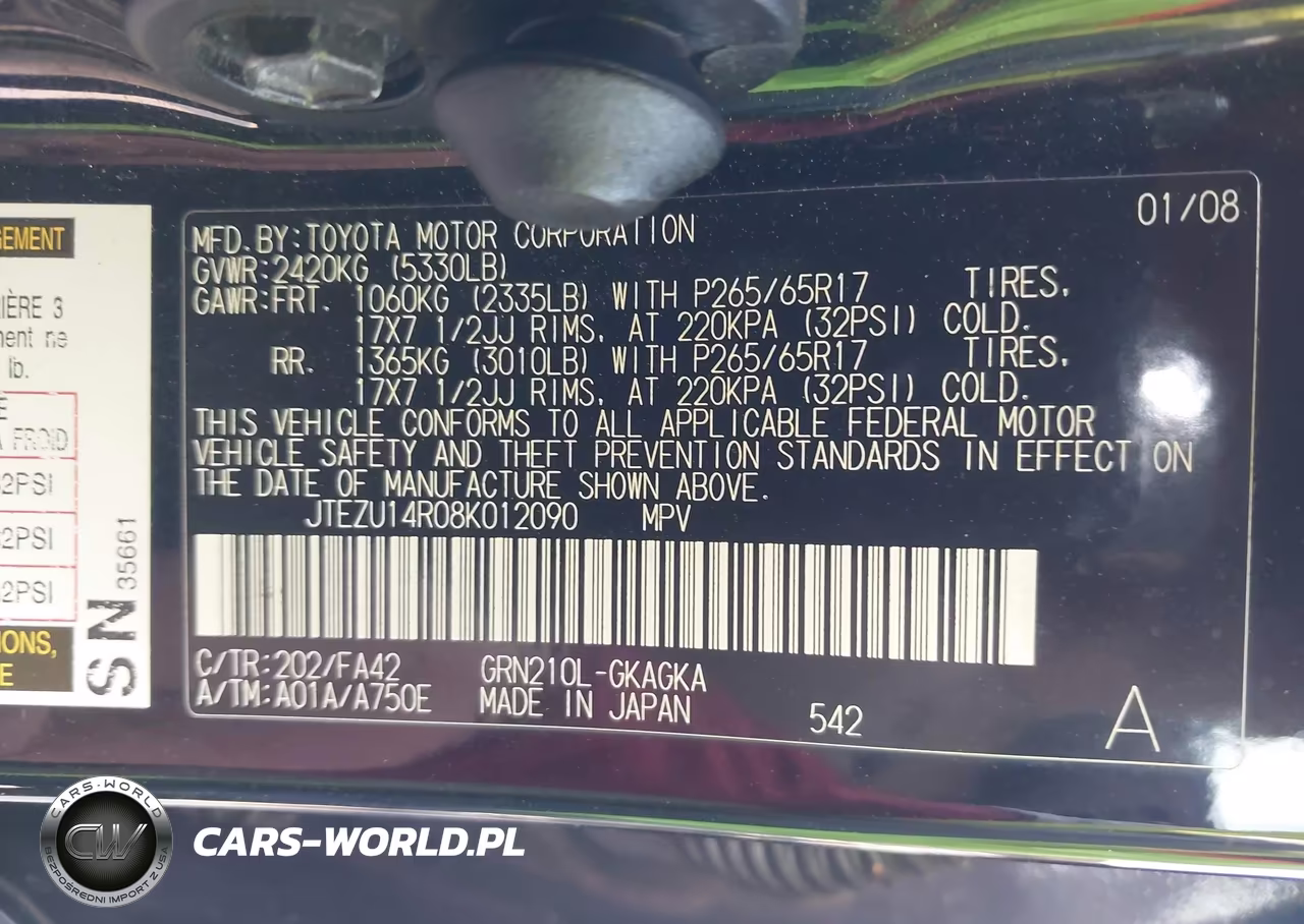 2008 Toyota 4Runner Sr5 V6 VIN:JTEZU14R08K012090 - 9