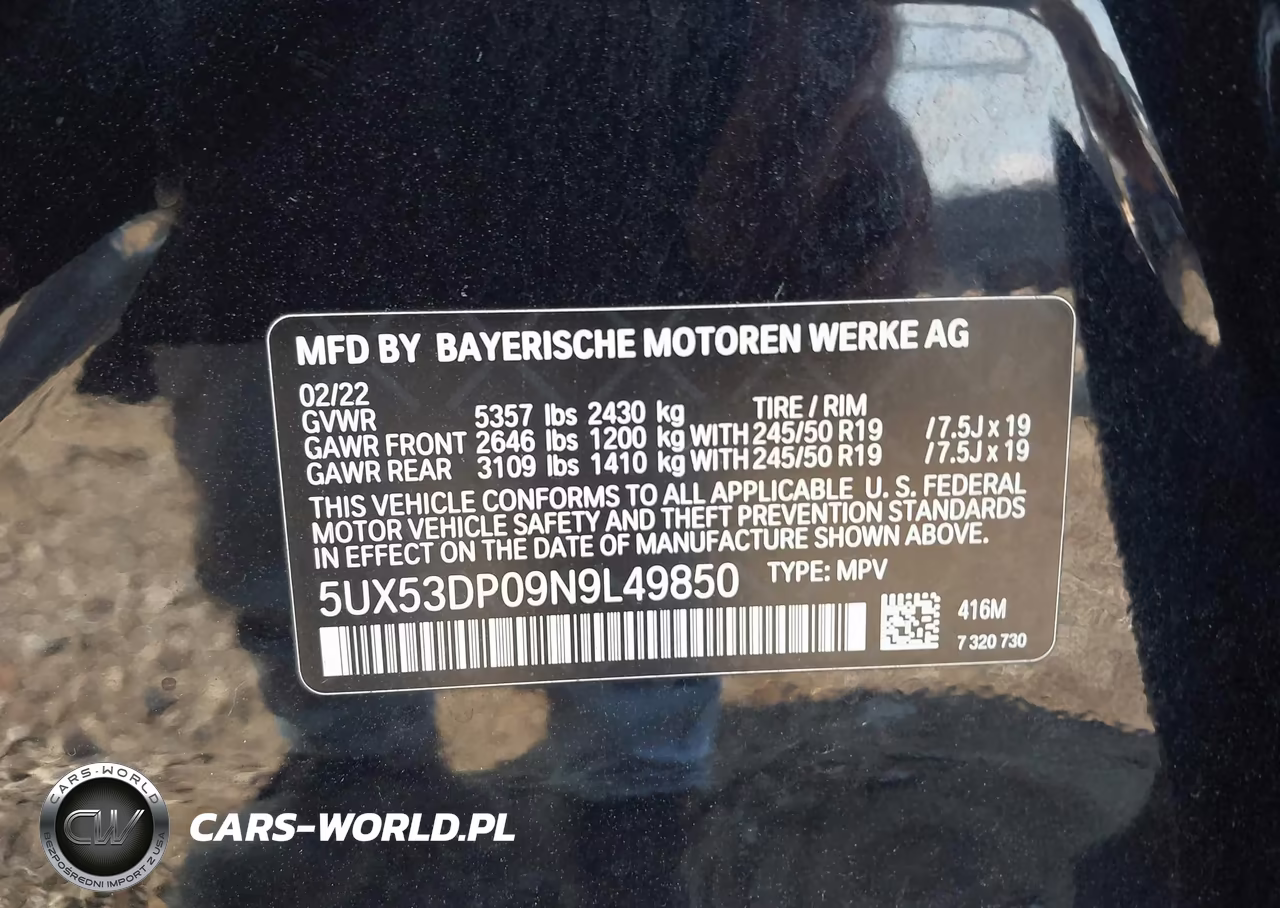 2022 BMW X3 xDrive30I VIN:5UX53DP09N9L49850 - 9
