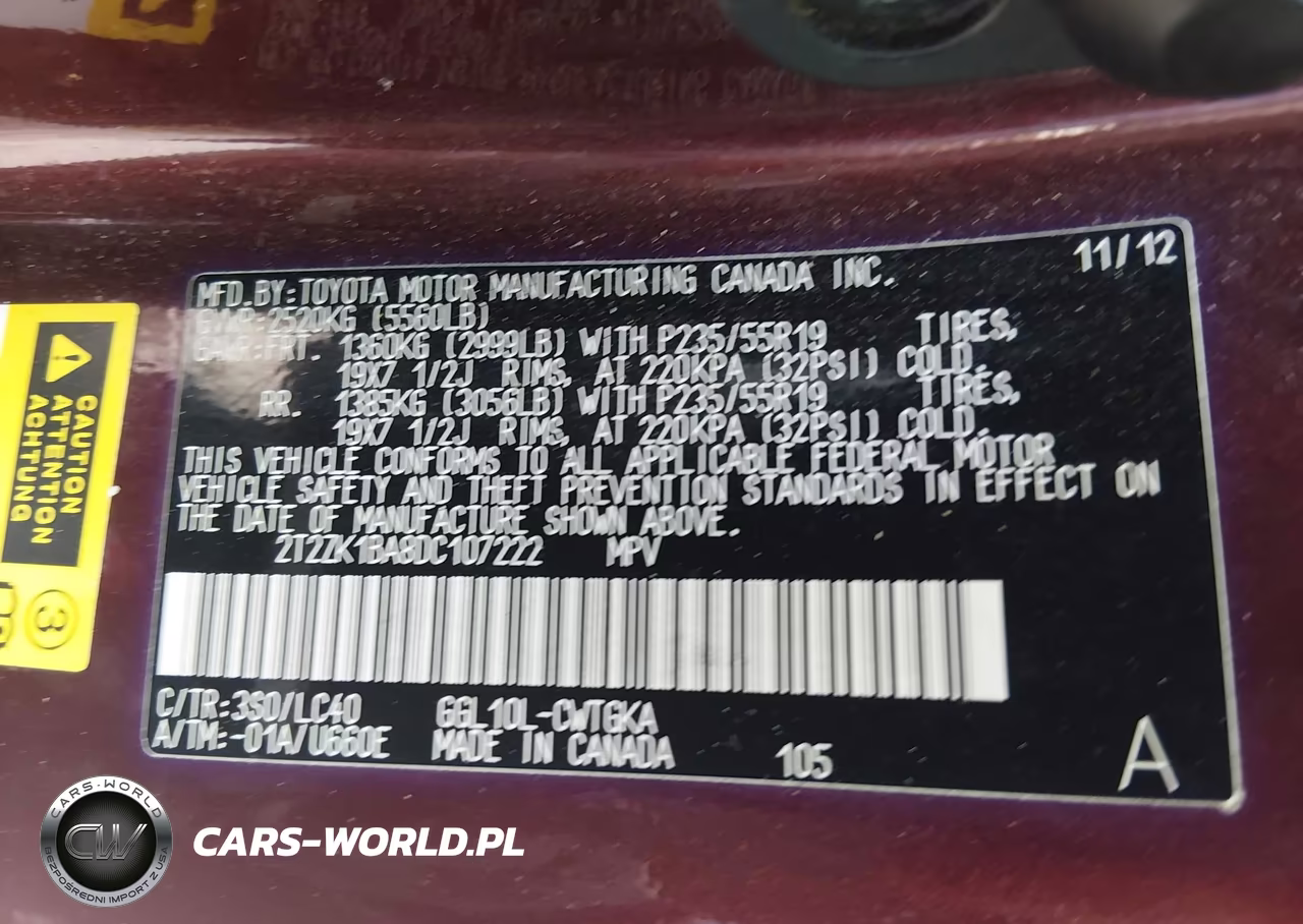 2013 Lexus Rx 350 VIN:2T2ZK1BA8DC107222 - 9