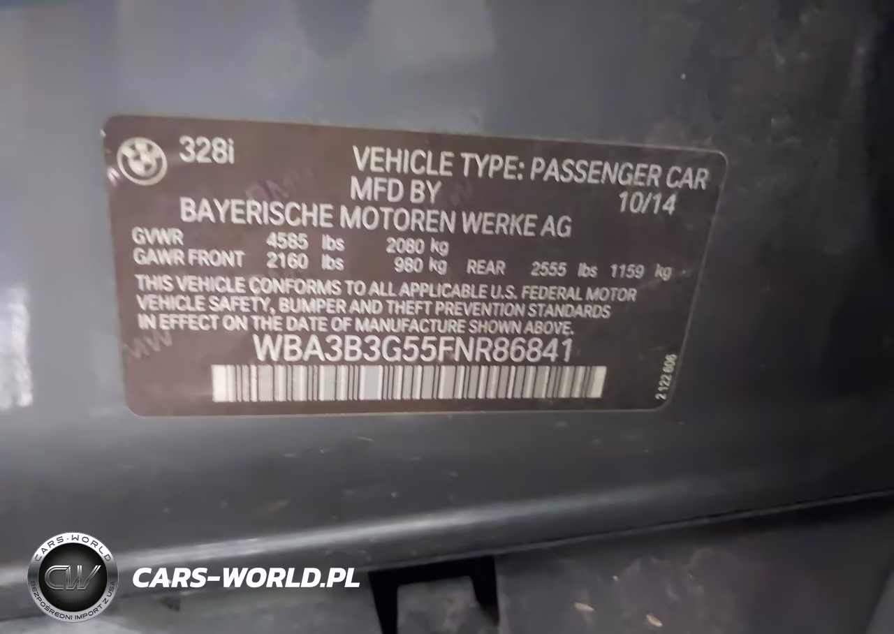 2015 BMW 328I xDrive VIN:WBA3B3G55FNR86841 - 9