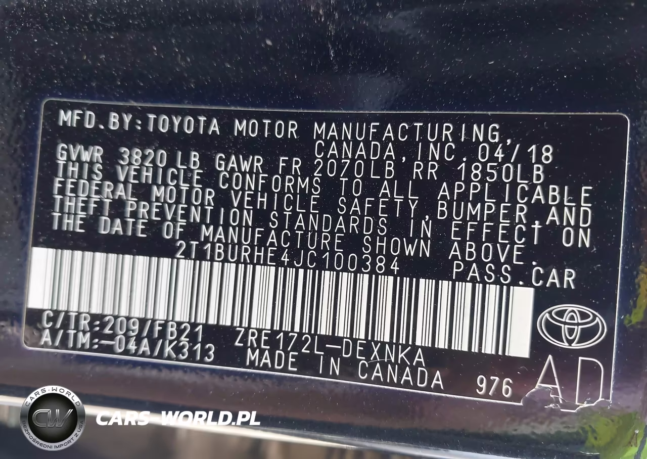 2018 Toyota Corolla Le VIN:2T1BURHE4JC100384 - 9