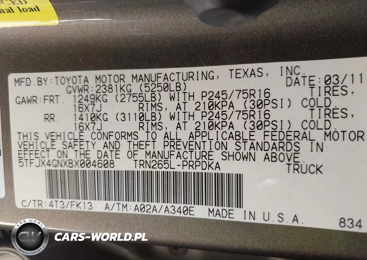 2011 Toyota Tacoma Prerunner VIN:5TFJX4GNXBX004608 - 9
