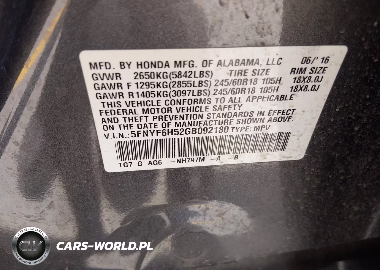 2016 Honda Pilot Ex-L VIN:5FNYF6H52GB092180 - 9