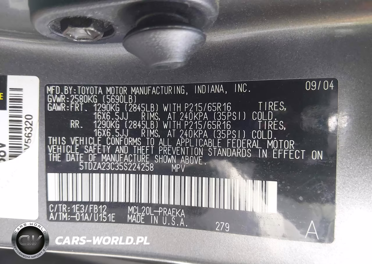 2005 Toyota Sienna Le VIN:5TDZA23C35S224258 - 9