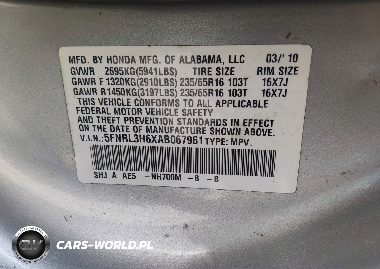 2010 Honda Odyssey Ex-L VIN:5FNRL3H6XAB067961 - 9