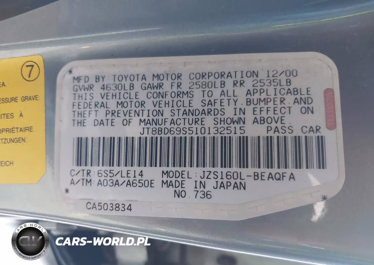 2001 Lexus Gs 300 VIN:JT8BD69S510132515 - 9