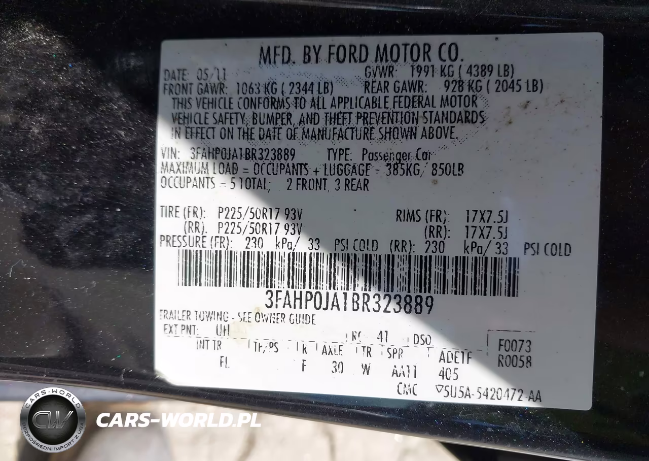 2011 Ford Fusion Sel VIN:3FAHP0JA1BR323889 - 9