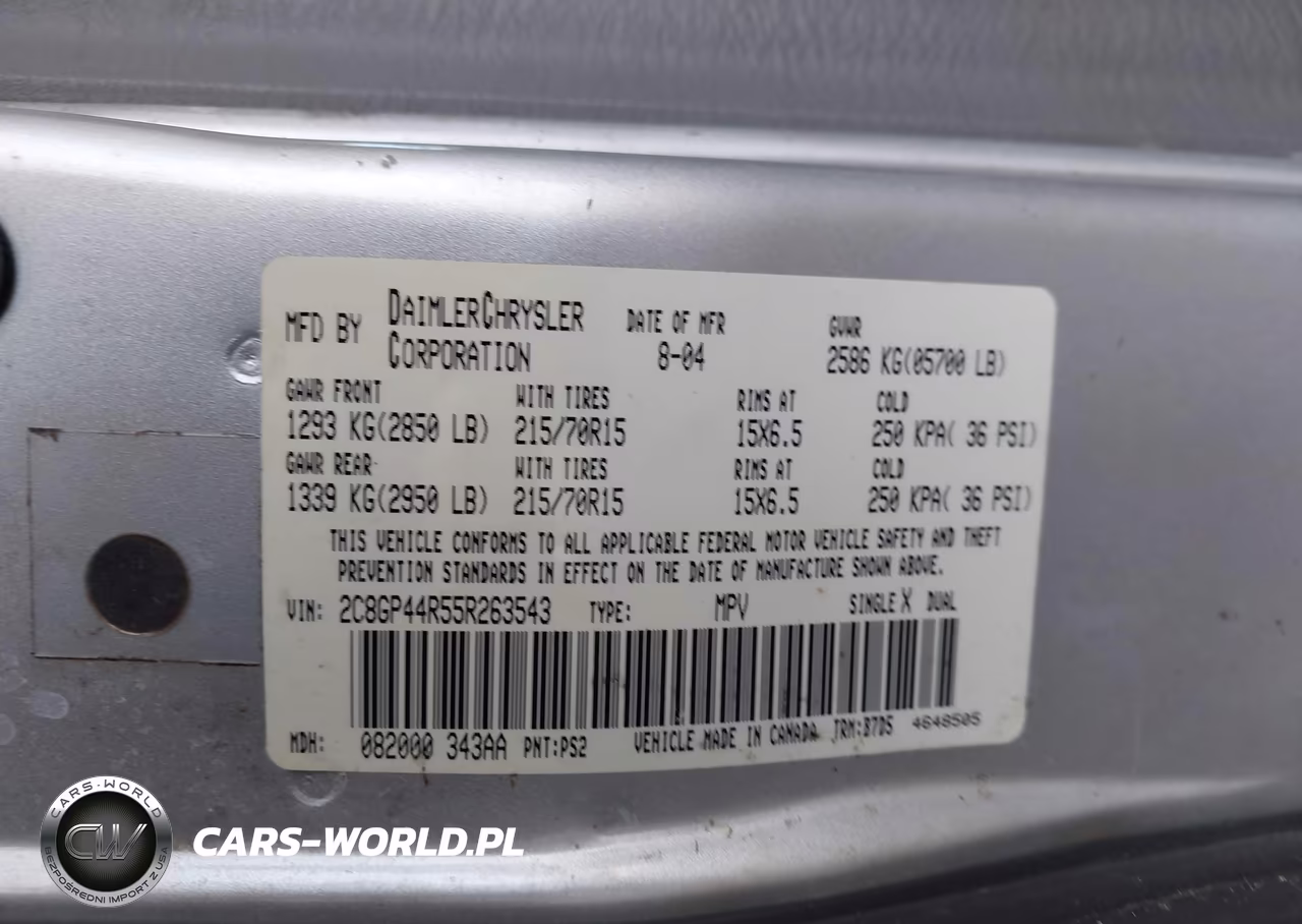 2005 Chrysler Town & Country Lx VIN:2C8GP44R55R263543 - 9