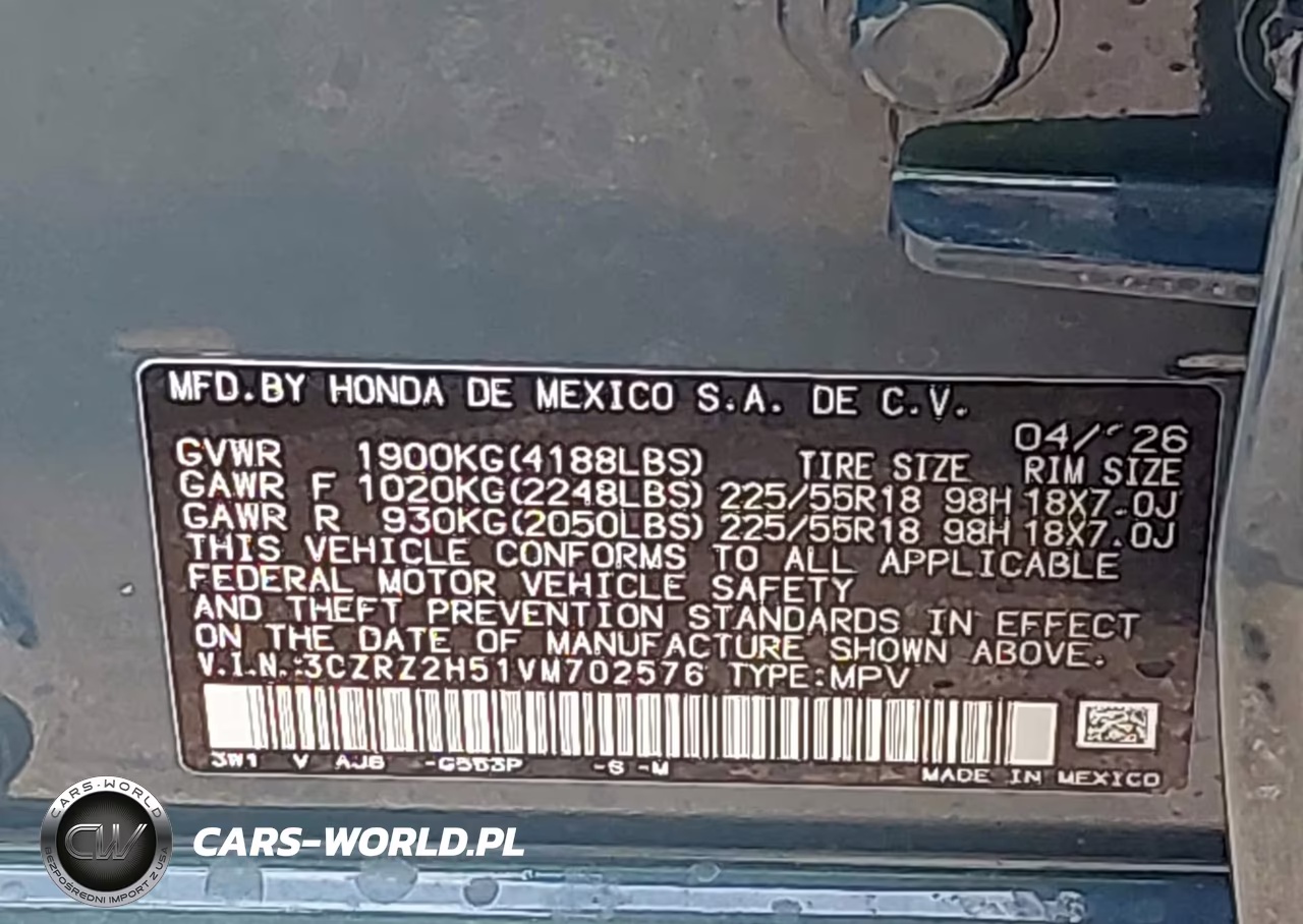 2027 Honda Hr-V Sport Awd VIN:3CZRZ2H51VM702576 - 9
