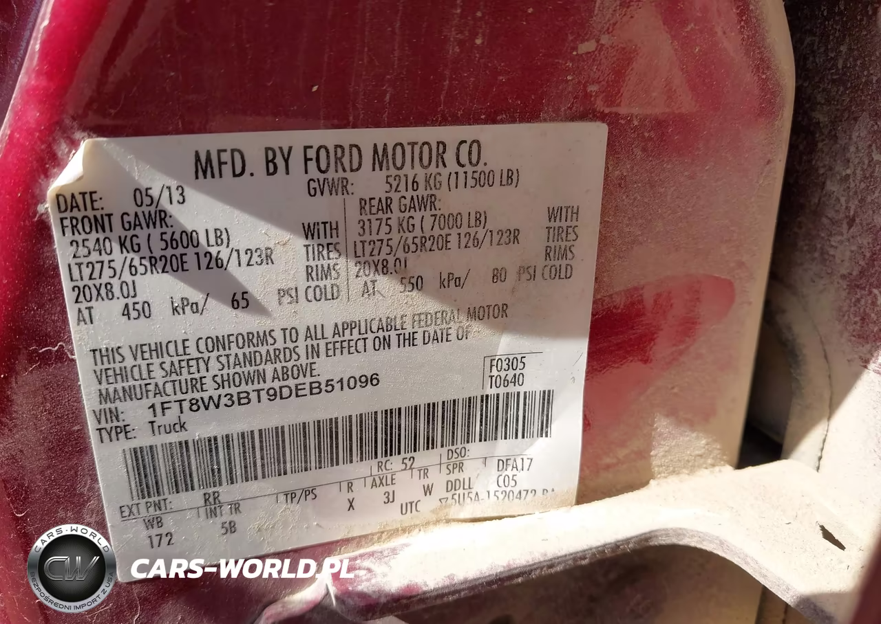 2013 Ford F-350 Lariat VIN:1FT8W3BT9DEB51096 - 9
