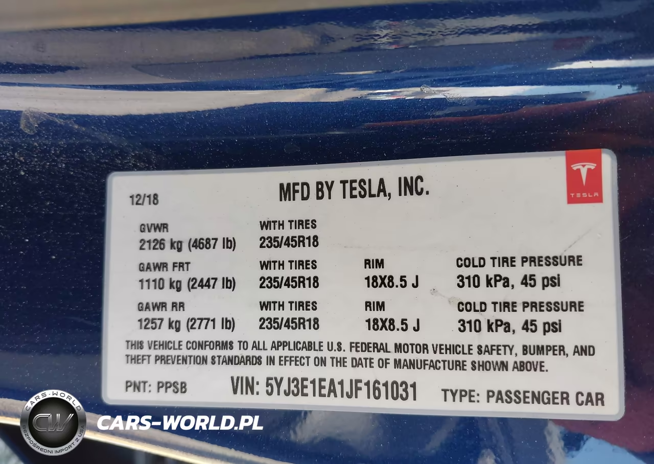 2018 Tesla Model 3 Long Range-Mid Range VIN:5YJ3E1EA1JF161031 - 9