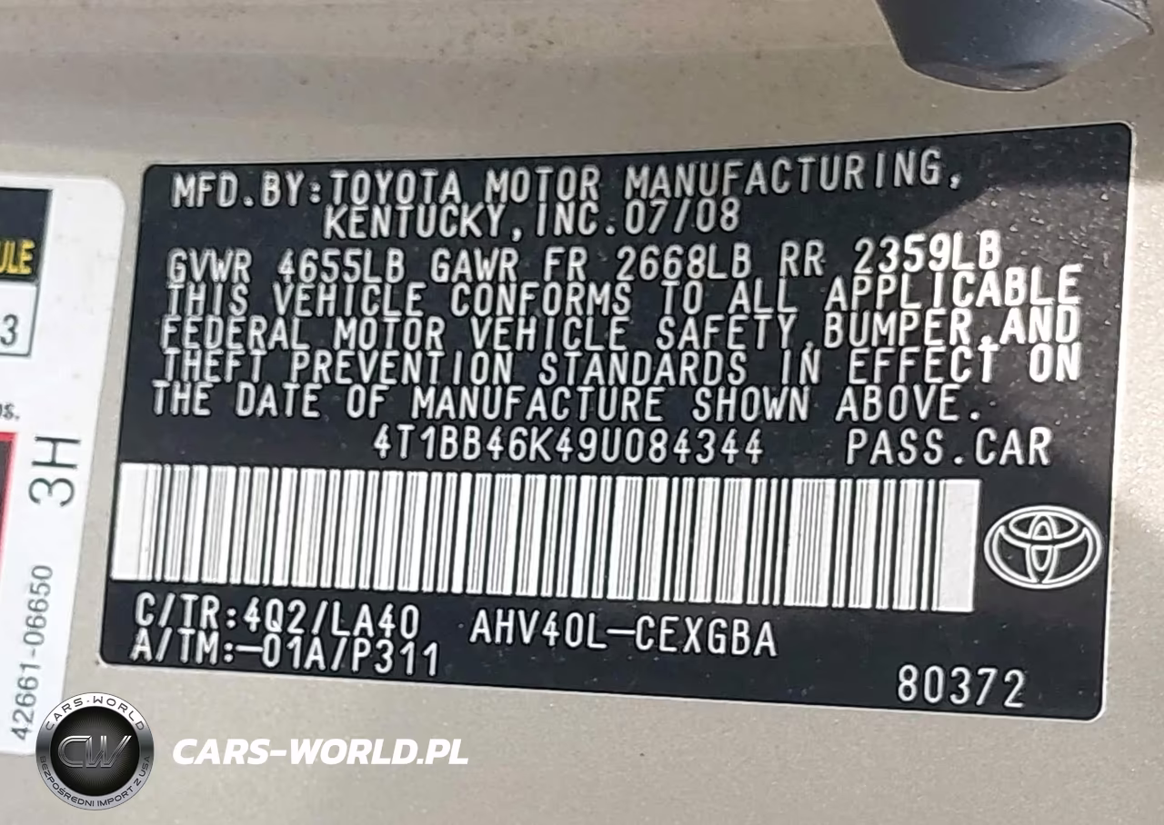 2009 Toyota Camry Hybrid VIN:4T1BB46K49U084344 - 9