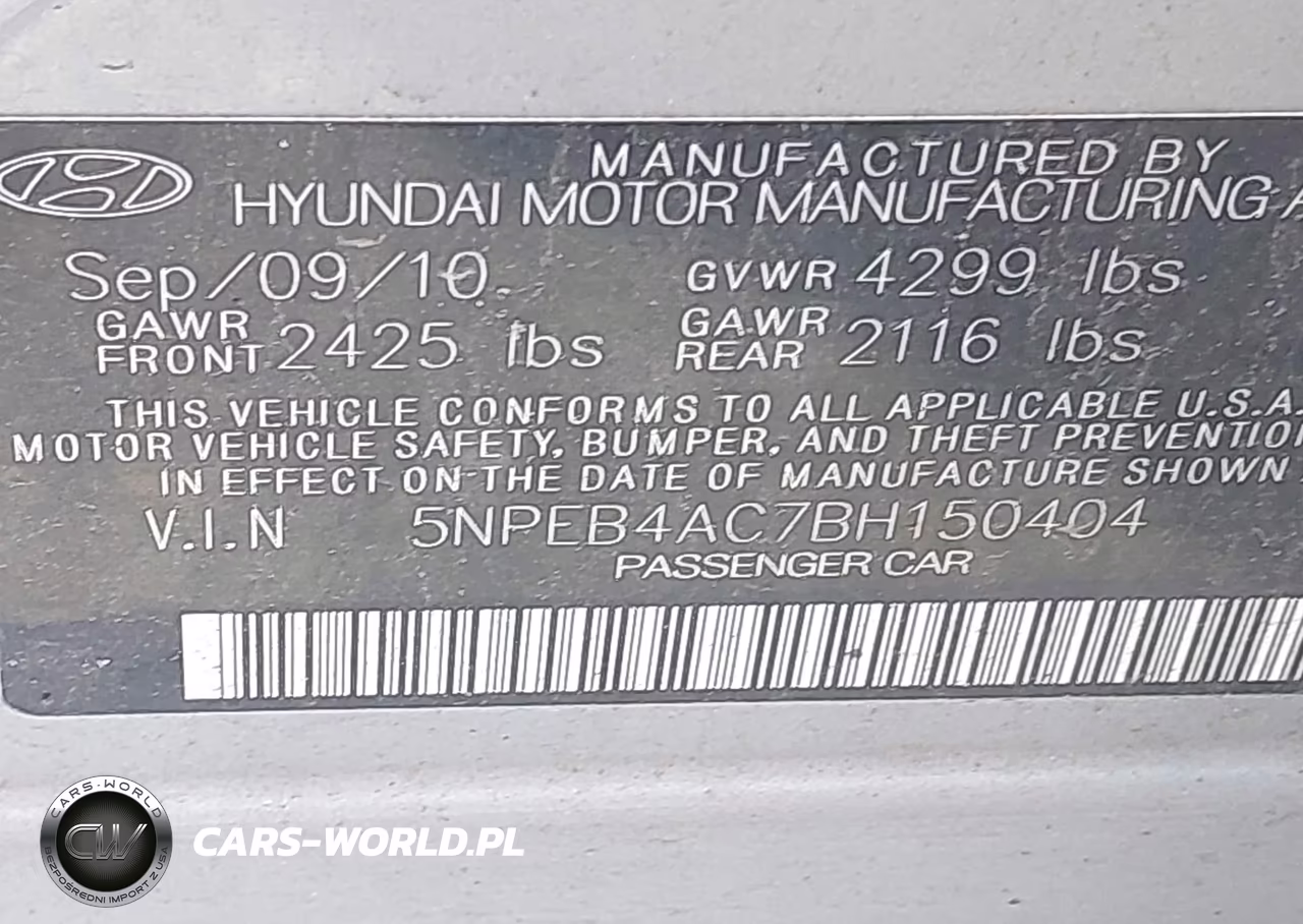 2011 Hyundai Sonata Gls VIN:5NPEB4AC7BH150404 - 9