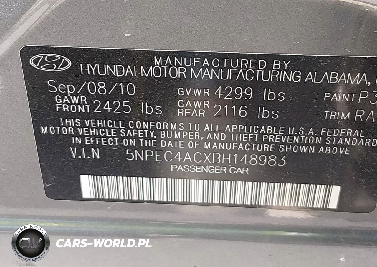 2011 Hyundai Sonata Se VIN:5NPEC4ACXBH148983 - 9