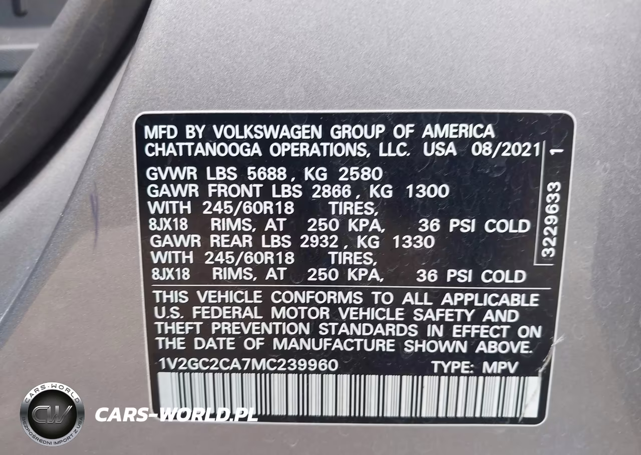 2021 Volkswagen Atlas Cross Sport 2.0T S VIN:1V2GC2CA7MC239960 - 9