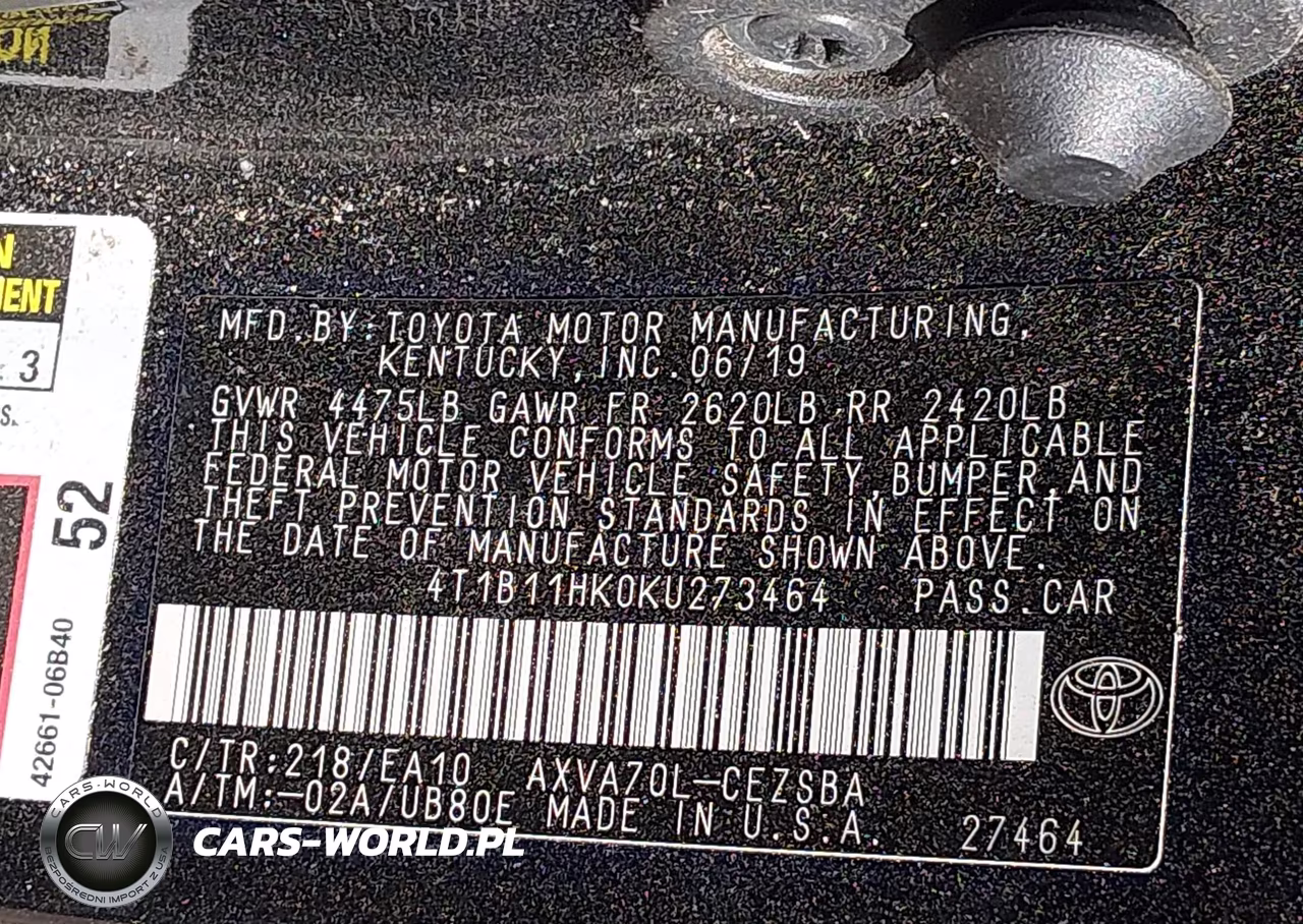 2019 Toyota Camry Se VIN:4T1B11HK0KU273464 - 9