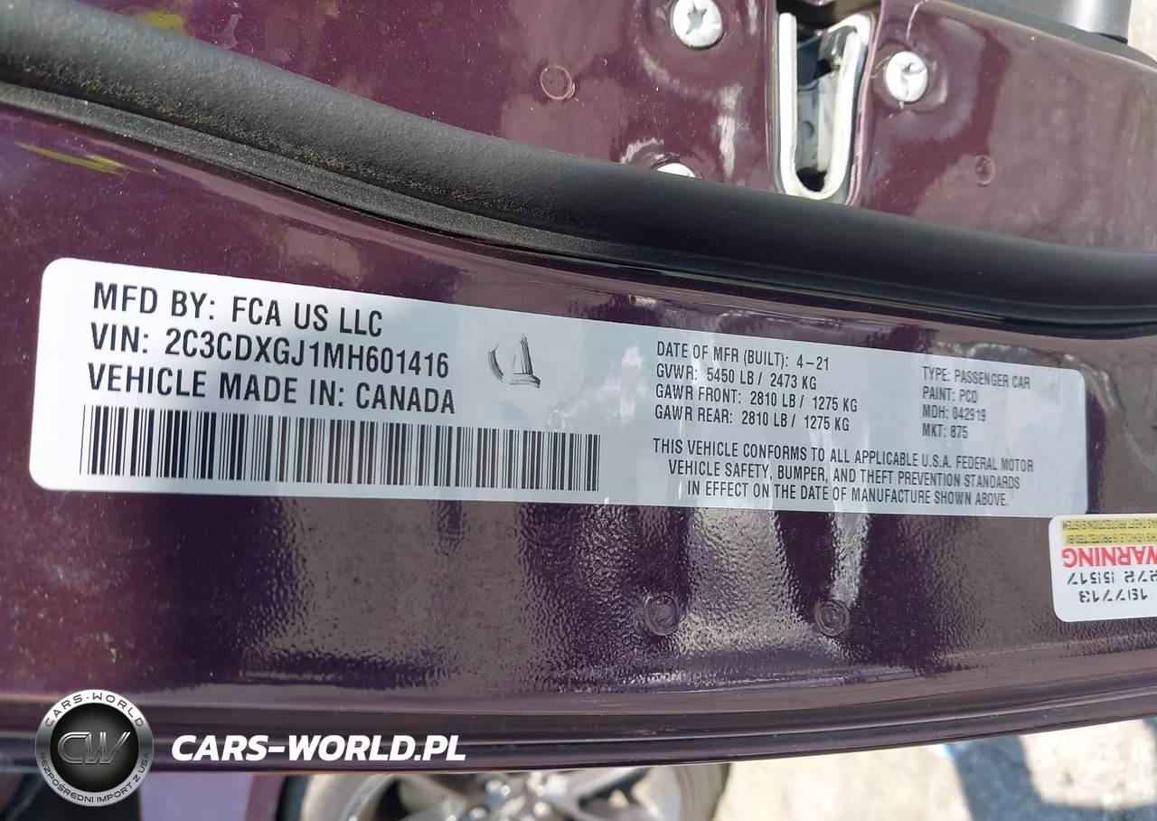 2021 Dodge Charger Scat Pack Rwd VIN:2C3CDXGJ1MH601416 - 9