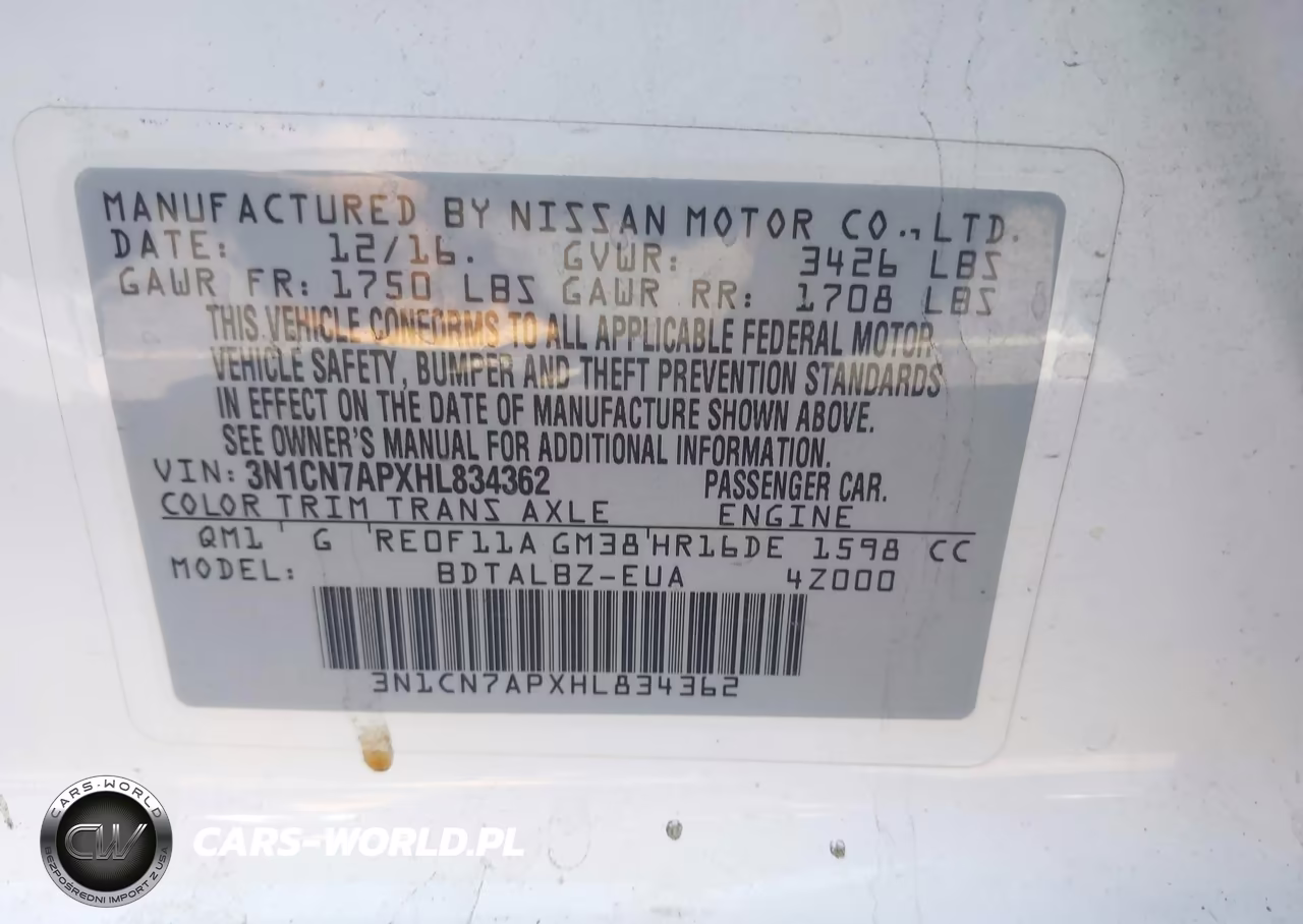 2017 Nissan Versa 1.6 Sv VIN:3N1CN7APXHL834362 - 9