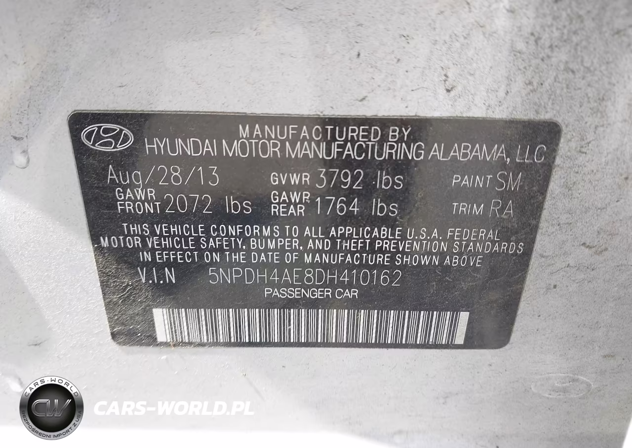 2013 Hyundai Elantra Gls VIN:5NPDH4AE8DH410162 - 9