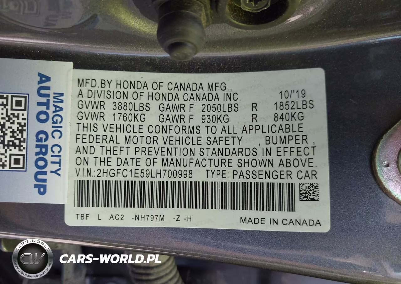 2020 Honda Civic Si Sedan VIN:2HGFC1E59LH700998 - 9
