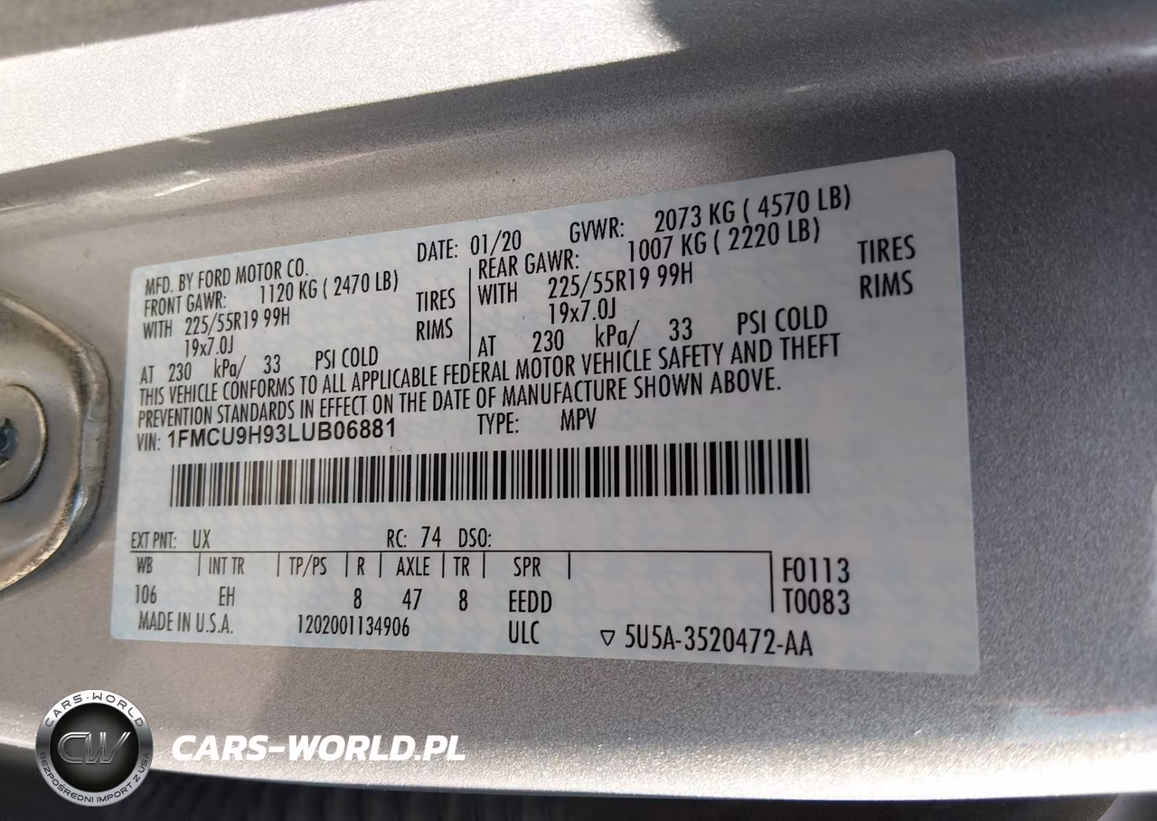 2020 Ford Escape Sel VIN:1FMCU9H93LUB06881 - 9