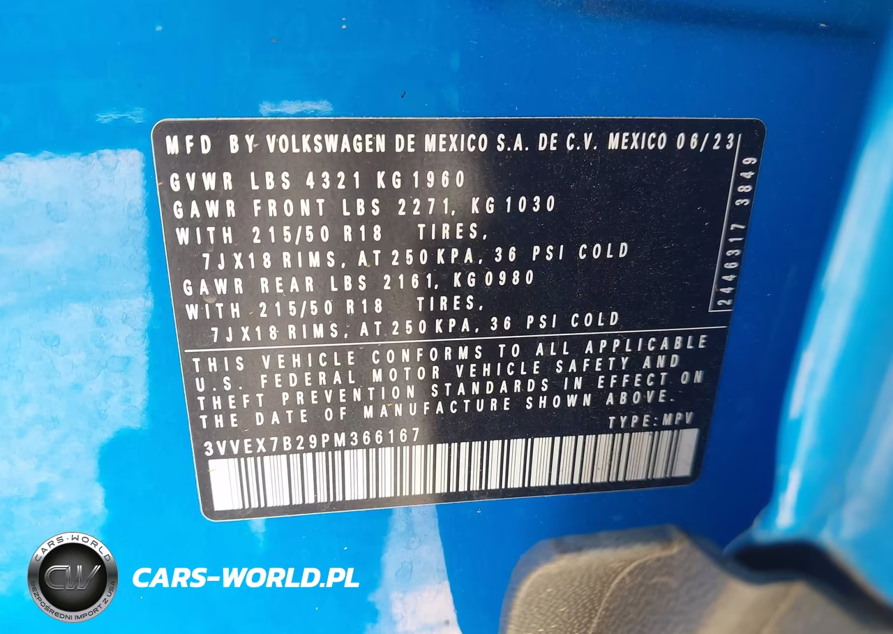 2023 Volkswagen Taos 1.5T Se VIN:3VVEX7B29PM366167 - 9